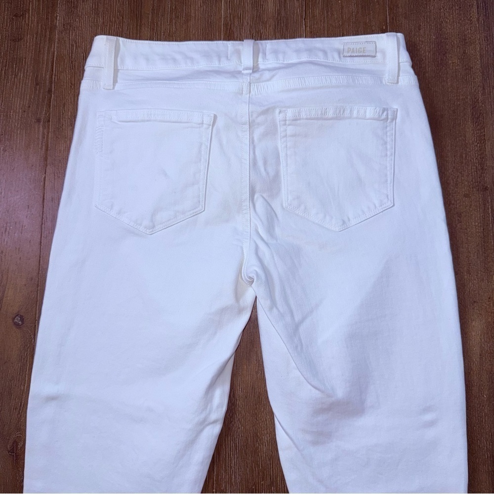 Paige Skyline Skinny Jeans White Raw Hem Mid Rise - Picture 6 of 8
